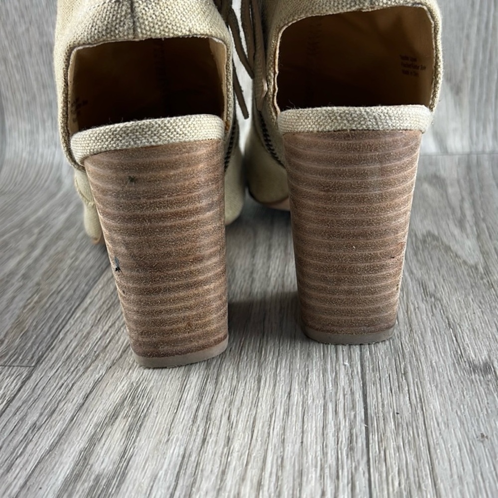 Splendid Tan Peep-Toe Heeled Boots - Picture 6 of 16